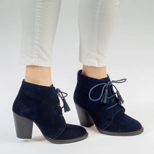 Womens navy blue store suede ankle boots