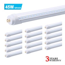16Pack T8 8FT FA8 Single Pin Led Tube Light Bulbs 45W 8' Led Shop Light 6000K