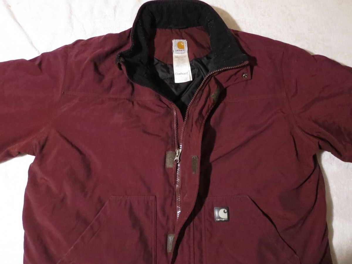 Carhartt Jacket Men's XL Maroon Insulated Nylon Full-Zip