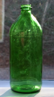 Vintage Green Glass Bottle Refrigerator Juice 34oz. Thatcher 1923