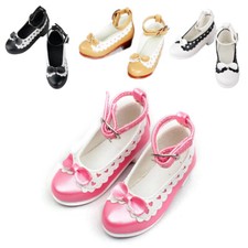 wamami Pink/Black Bow Lace PU Leather Doll Shoes 1/4 MSD 1/3 SD DZ BJD Dollfie