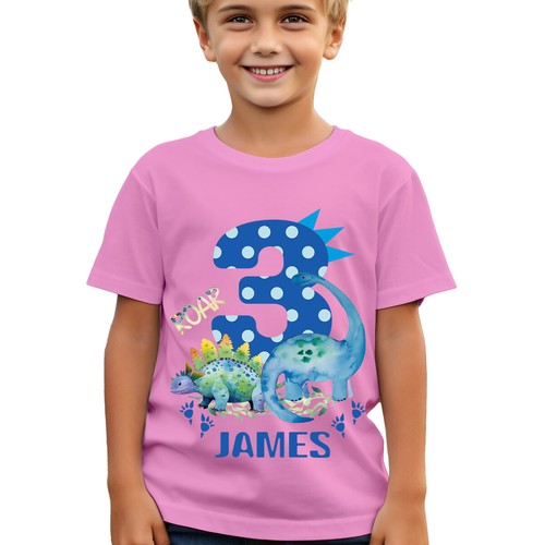 Personalised Dinosaur 3Rd Birthday Kids T-Shirt Name Gift Boys Girls Top#TA-195 - Picture 16 of 20