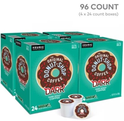 The Original Donut Shop Dark Coffee, Dark roast, 96ct. Free Shipping