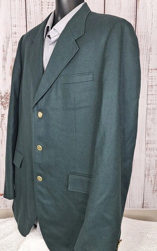 Bespoke Sport Coat Mens 46XL 3 Gold Button Soft Tweed Green - Picture 4 of 11