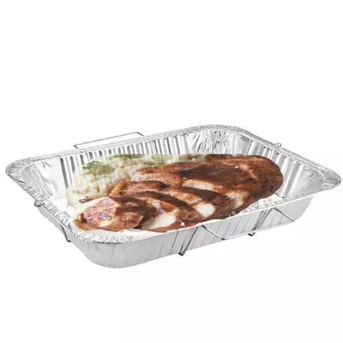 Disposable Aluminum 2.75X12.75X3 in Full Size Pans with Handle Rack 50 PCs Case - Picture 3 of 6