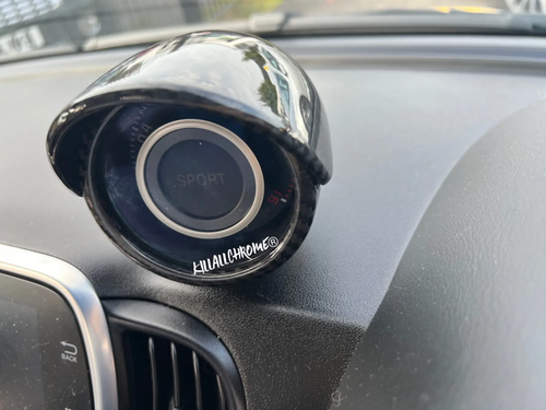 Abarth Boost Gauge Pod Covers Cowl Black Genuine Carbon Fibre 500 595 Two Piece - Picture 2 of 4