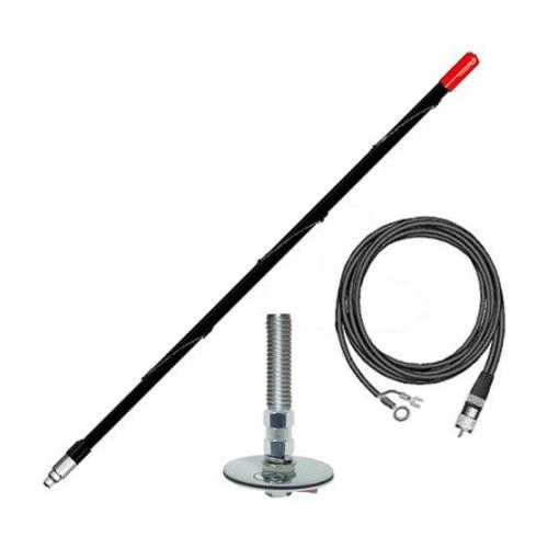 FireStik FG2DD-B 2' CB Antenna Kit No Ground Plane, Black, w/ Mount & Coax Cable