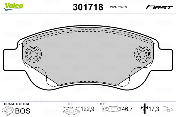 Valeo 301718 Bremsbelagsatz Scheibenbremse Vorne FüR CitroËN Peugeot Toyota-image
