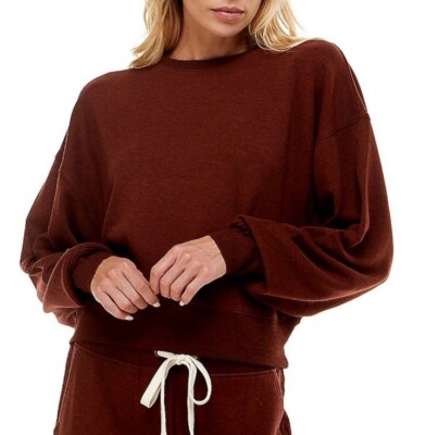 NWT THREAD & SUPPLY M DAYBREAK SIENNA RED BROWN SOFT KNIT FLEECE SWEATSHIRT TOP