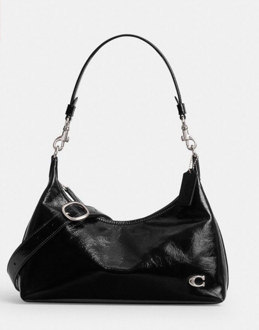 coach ショルダーバッグ NWT Coach Glazed Leather Juliet Shoulder Bag Crossbody Black CR652
