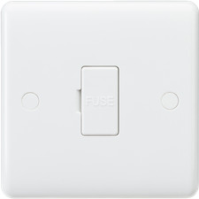 White Curved Edge Wiring Accessories 13A Fused Spur Unit with 3A Fuse Fitted