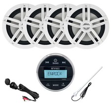 Enrock Gauge Marine Bluetooth Receiver, 4x 6.5" Speakers, USB Adapter, Antenna