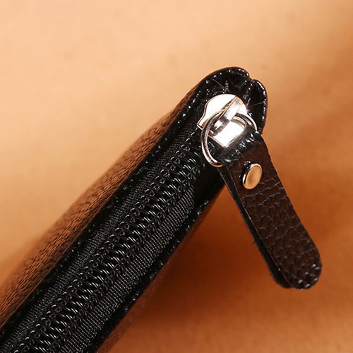 Unisex PU Leather Small Wallet Card Key Holder Zip Solid Coin Purse Clutch Ba ♢ - Picture 11 of 17