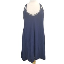 City Triangles Womens Med Blue Boho Lace Detail Trapeze Mini Dress Crochet Trim