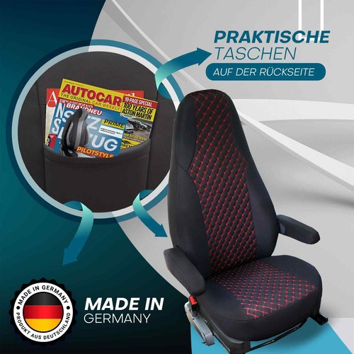 Fundas de asiento de autocaravana piloto adecuadas para BilboFTs 670 (negro-rojo) - Imagen 5 de 12