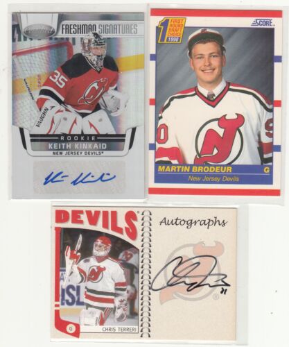 New Jersey Devils Lot of 3 Goaltenders Auto - Rookies Brodeur/Kinkaid/Terrei - Picture 1 of 2