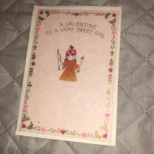 Prescious Pinks Greetings Valentine's Day Card for a Sweet Girl ~ Vintage ~ New - Bild 1 von 3