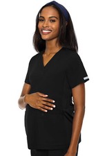Med Couture Scrubs Women's Maternity V-Neck Top MC628 BLK Black Free Ship