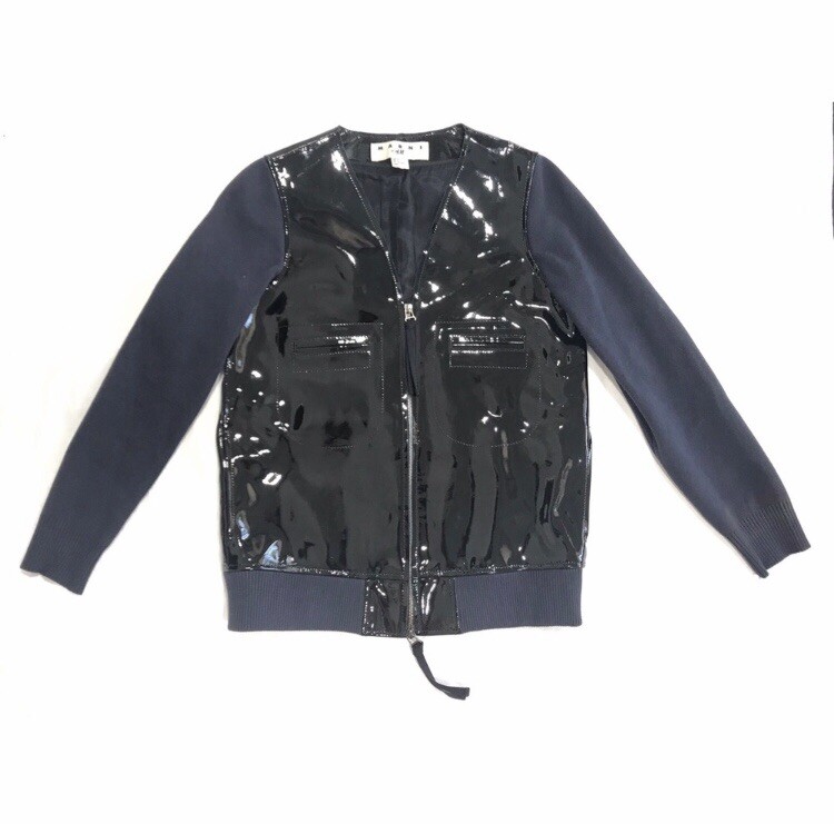 Marni X H&M patent leather jacket knit sleeves 36 EU 2 US eBay