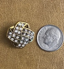 Gold Button with Rhinestones & shank 3/4 inch