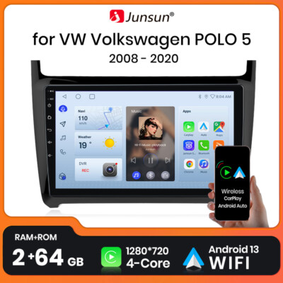 64GB Für VW Polo 6R 6C 2008-2020 Autoradio Android 13 Carplay GPS Nav BT FM DAB+