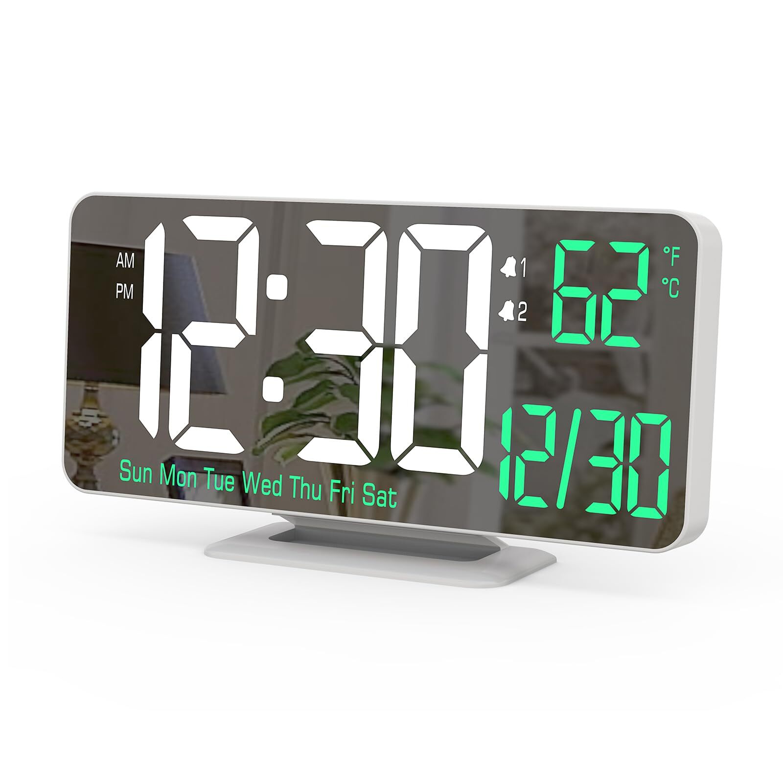 6.7 Inch LED Digital Mirror Alarm Clock with Dual Alarm for Bedroom or Desk  -image