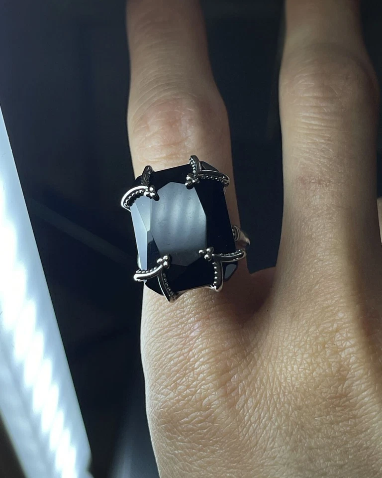 Anello Regalrose Gotico nero argento 925 Gothic Jewels Ring Black Victorian - Immagine 4 di 4