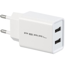 PEARL 2-Port-USB-Netzteil f&uuml;r Mobilger&auml;te, USB-A, 2,4 A / 12 W, wei&szlig;