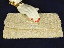 La Regale Beaded Envelope Clutch Hand Bag Evening Purse Wedding Pearls Formal