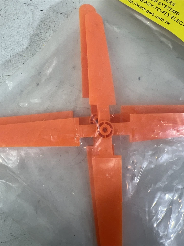 (2) RC Airplane Propeller GWS 10x8 4 Blade EP1080X4 New Old Stock Rare Orange - Image 4 of 4