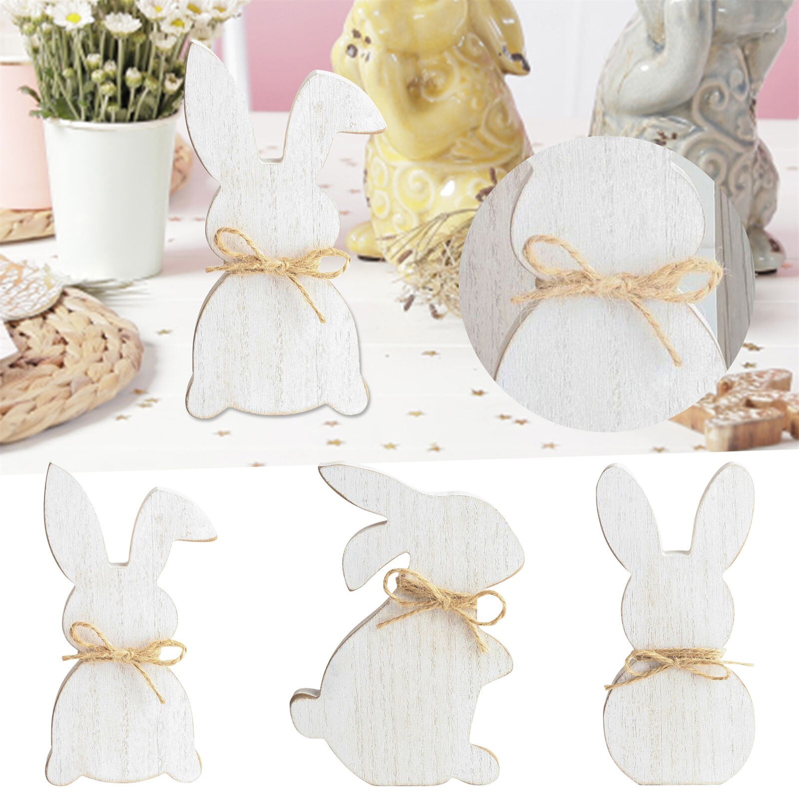 Easter Bunny Wooden Signs Bunny Wood Table Decoration Sign Tabletop Centerpiece
