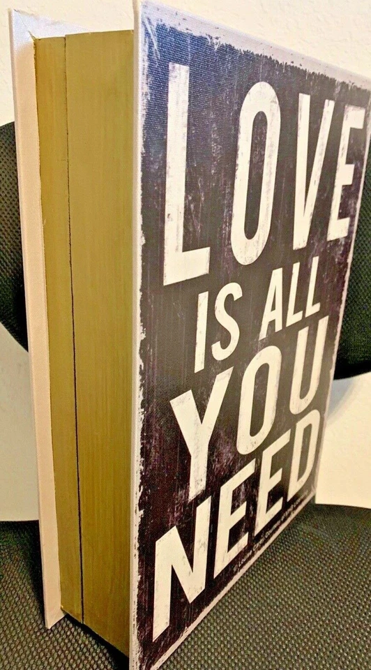 Caja de vino de madera LOVE IS ALL YOU NEED aplicación de organización de almacenamiento. 15x11x 3 1/2-EUC Foto 3 de 4