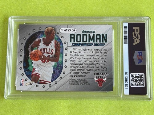 Dennis Rodman 1997-98 Skybox Metal Universe Championship Galaxy 10 PSA 7 Bulls - Picture 4 of 4