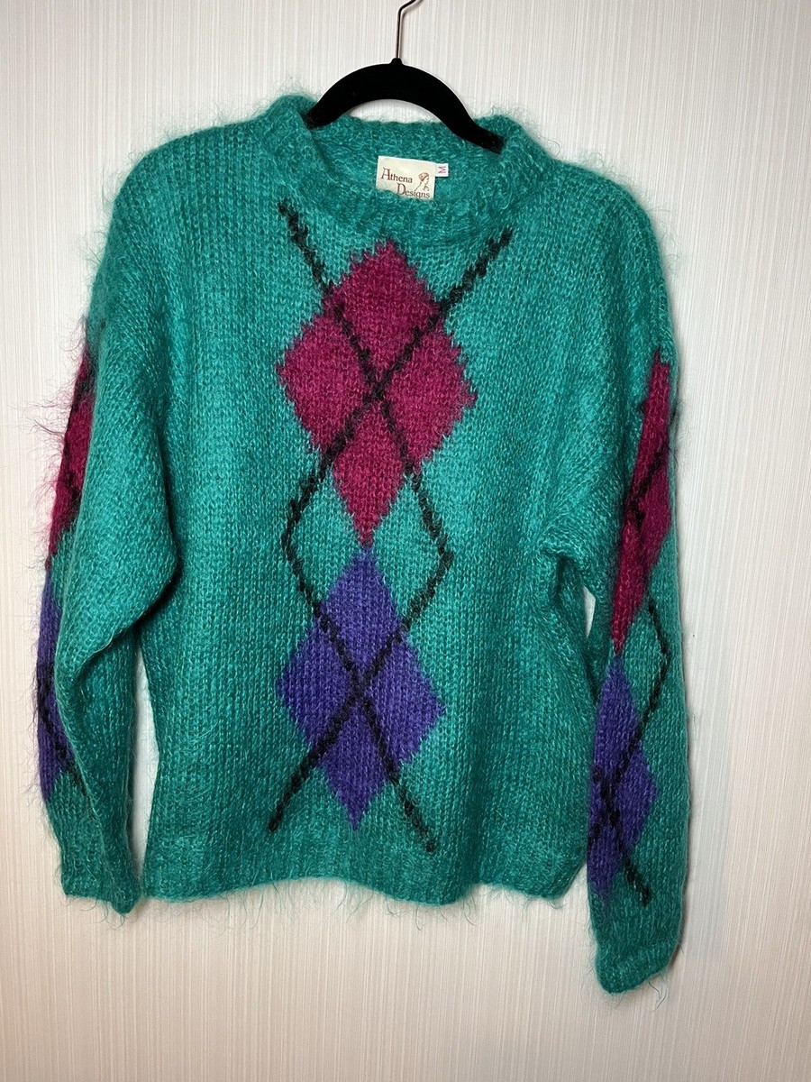ATHENA DESIGNS CREW HANDKNIT SWEATER Vtg Athena Designs Irish