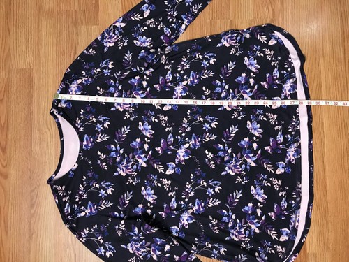 J Jill Fit Performance Long Sleeve Tee Shirt Womens XL Dark Purple Floral Stretc - Picture 6 of 12