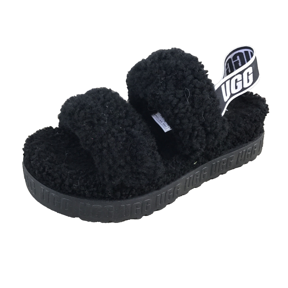 UGG OH FLUFFITA Lambskin Size 6 Platform Sling-back Sandal/Slipper
