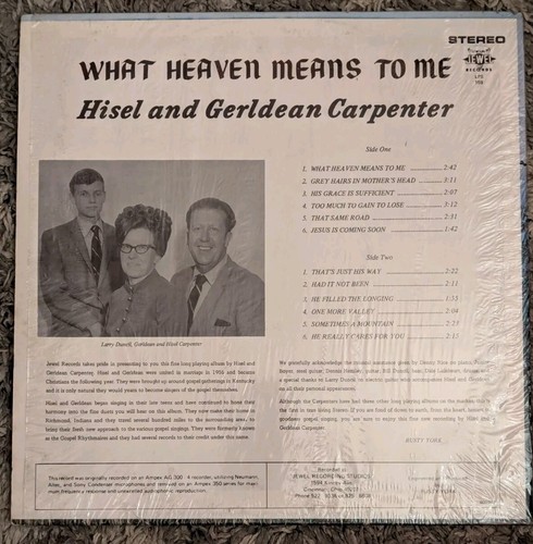 Hisel and Gerldean Carpenter What Heaven Means To Me gospel Jewel lp - Picture 2 of 4
