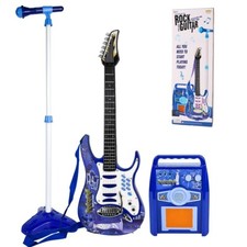 Kids Karaoke Electric Guitar Set MP3 Player Learning Toys Microphone, Amp Blue