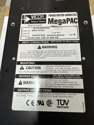 MegaPAC MP6-78504 ElectroGlas Prober 4090u PSME Power Supply ,DX-6-05 - Picture 7 of 10
