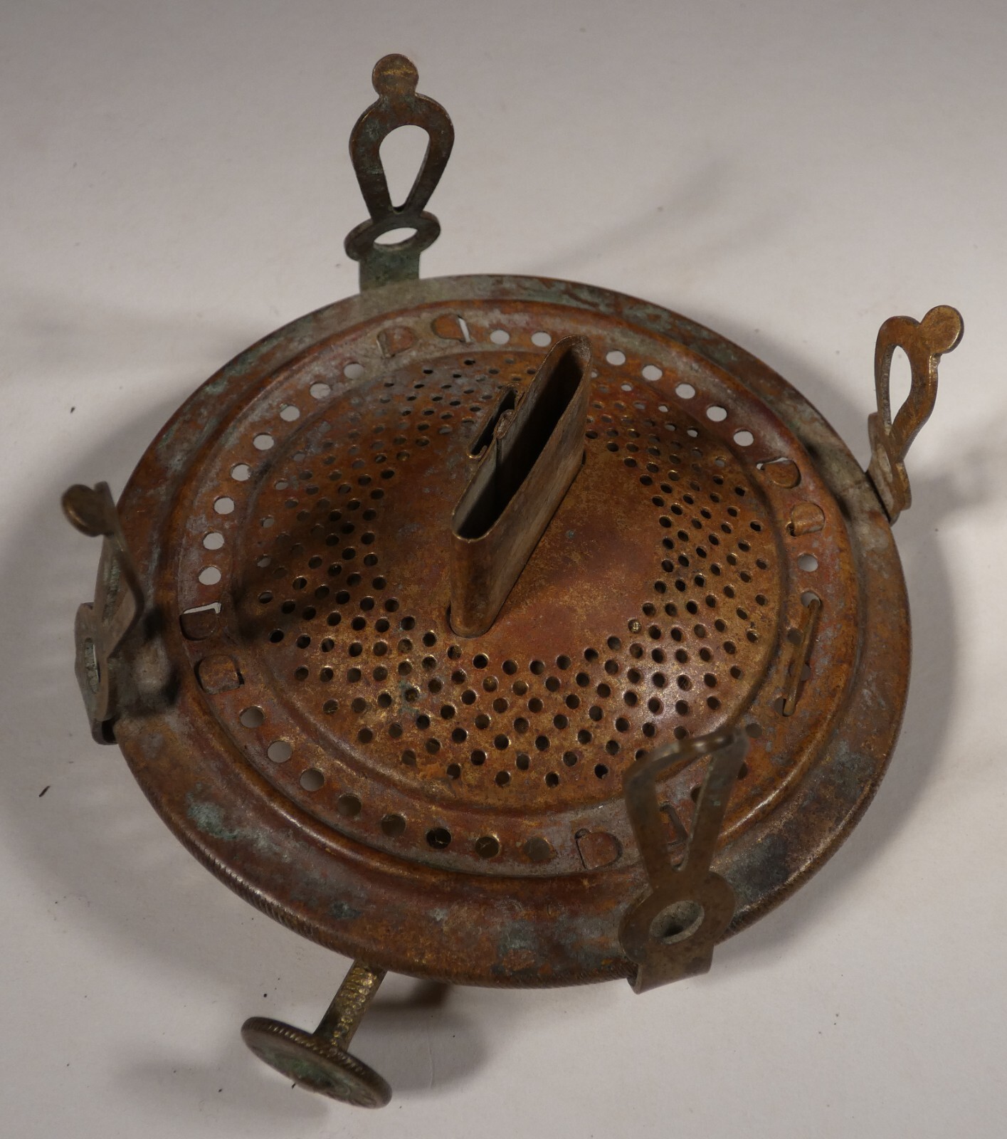 Vintage Antique oil lamp burner Used Fair condition brass Manhattan Brass Co  19-image