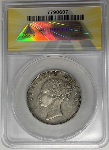 1840 India 1 Rupee Coin ANACS XF 45 Details Cleaned W4 A - Picture 2 of 2