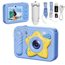 48MP 5FT Waterproof Underwater Digital Camera 32GB Card 8X Zoom Star Blue