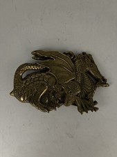Vintage 1982 Baron Buckles Solid Brass Dragon Belt Buckle