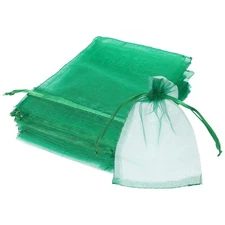 50Pcs Organza Bags, 4x5 Inch Favor Pouches Sheer Drawstring Mesh Bag Grass Green