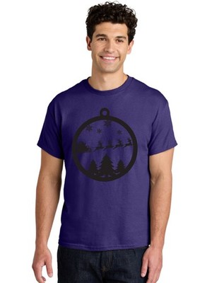 Santa-Sleigh-Silhouette Mens Graphic Tee, 100% Cotton, Casual Summer Wear