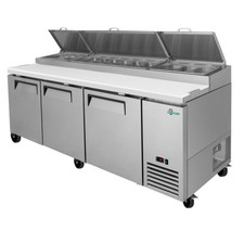 93" Commercial Pizza Prep Table w/ 31Cu.Ft Built-in Refrigerator Cold Storage