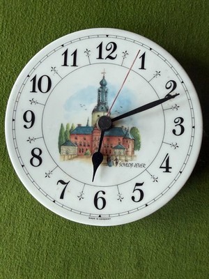 Teller-Uhr Motiv-Wanduhr Quarzuhr Porzellan mit Jever Schloß dekorativ läuft gut