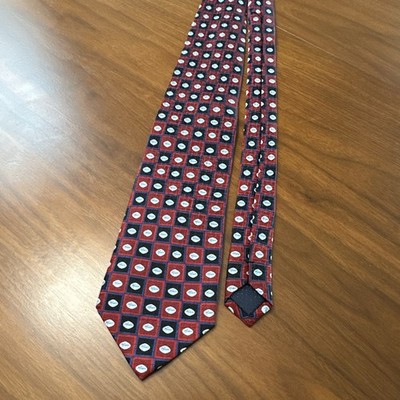 Pfizer Men's 100% Silk Geometric Logo Tie Red Blue Black White
