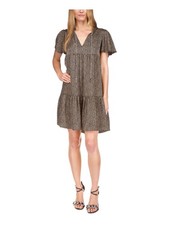 MICHAEL MICHAEL KORS Womens Beige Unlined Chain Tie Split Dress XS