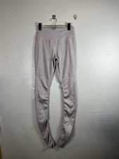 Alo Yoga High Waist Goddess Leggings M Heather Dove Grey Ribbed Ruched LegWarmer